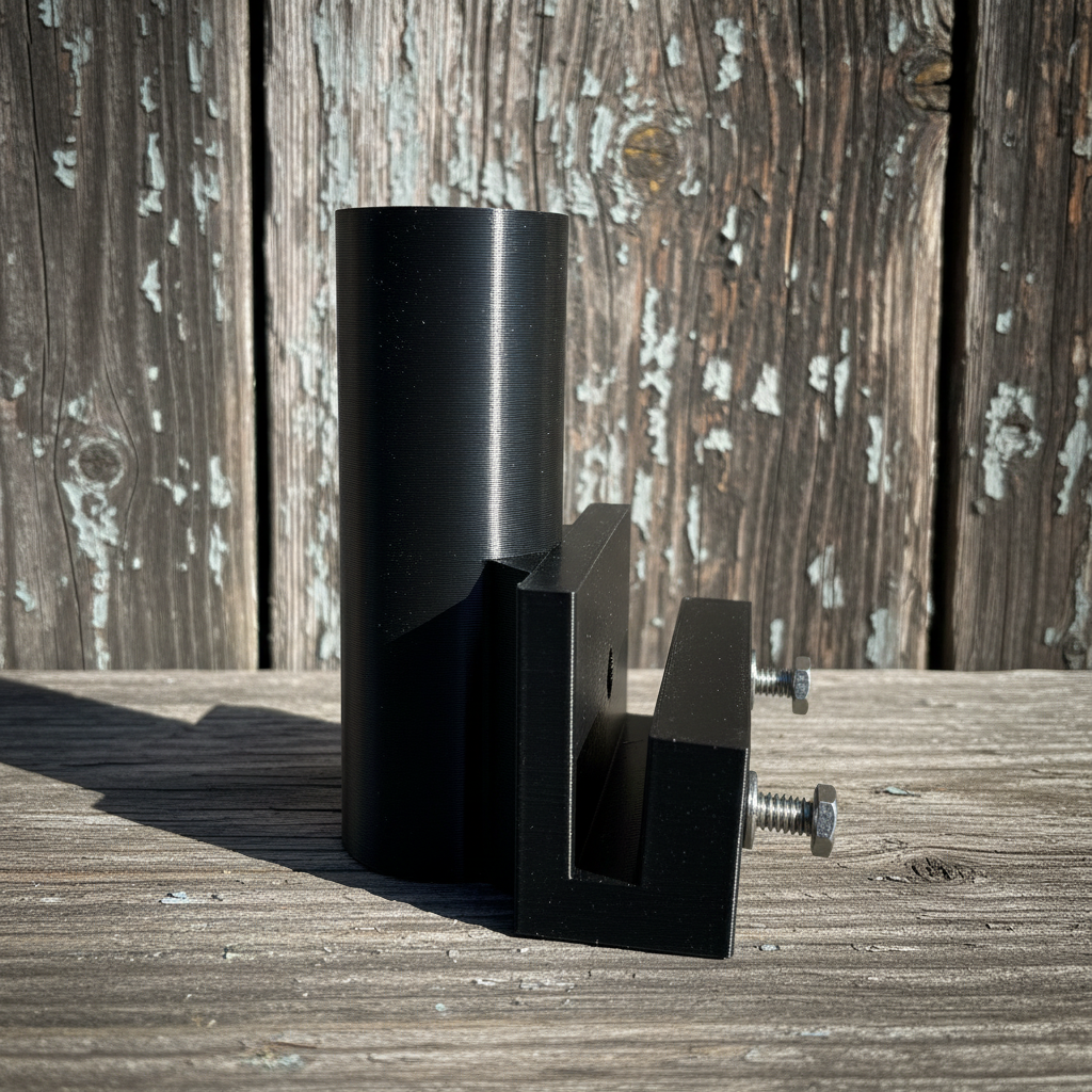Rod holder on dark barn wood