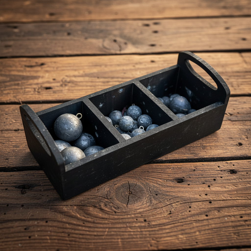 Sinker box on darker rustic wood
